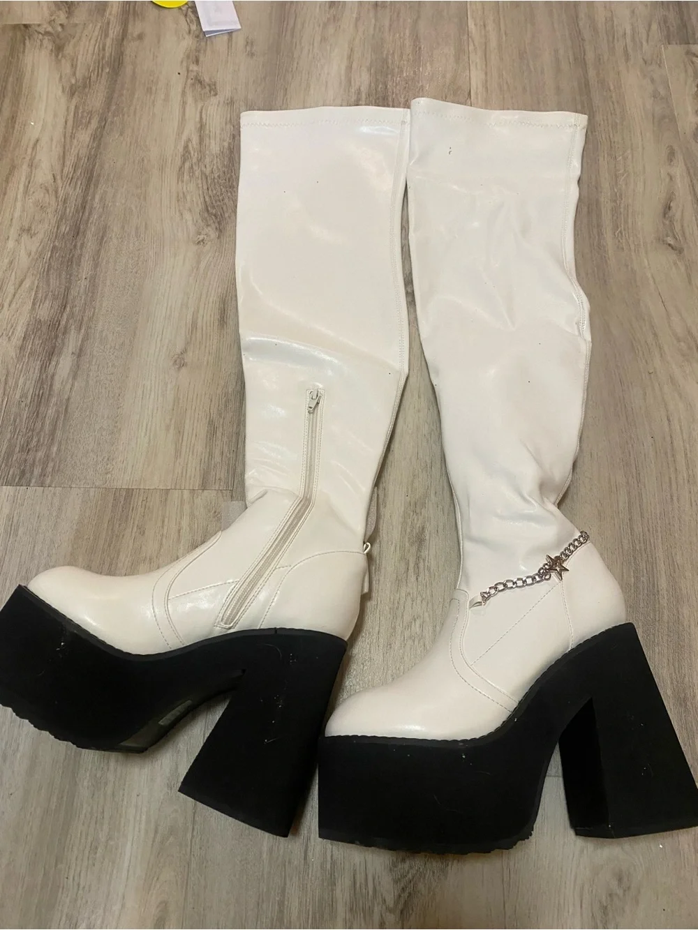 Dolls Kill x Bratz Angel Miss Socialite Thigh High White Charm Boots - BRAND NEW